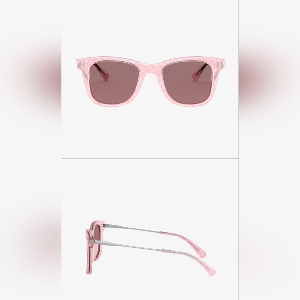 COACH LEGACY STRIPE SQUARE BURGUND/ PINK GLITTER SIGNATURE C SUNGLASSES - Picture 9 of 10